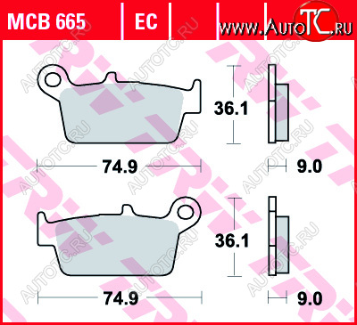 2 499 р. Тормозные колодки TRW MCB665  mcb665  с доставкой в г. Вологда