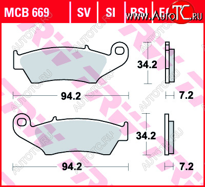 3 199 р. Тормозные колодки TRW MCB669RSI  mcb669rsi  с доставкой в г. Вологда