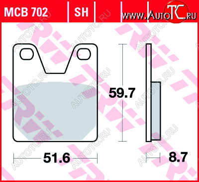 3 879 р. Тормозные колодки TRW MCB702SH  mcb702sh  с доставкой в г. Вологда