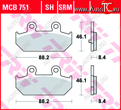 2 919 р. Тормозные колодки TRW MCB751SRM  mcb751srm  с доставкой в г. Вологда
