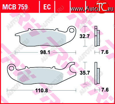 2 629 р. Тормозные колодки TRW MCB759  mcb759  с доставкой в г. Вологда
