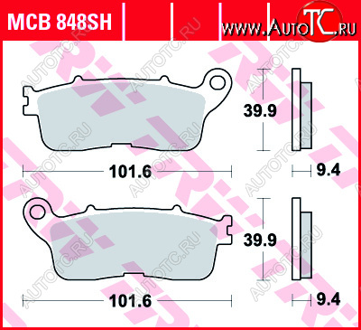 5 249 р. Тормозные колодки TRW MCB848SH  mcb848sh  с доставкой в г. Вологда