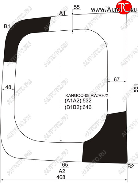 6 899 р. Стекло заднее (Цвет зеленый) Renault Kangoo 08-16 XYG KANGOO-08 RW/RH/X  с доставкой в г. Вологда