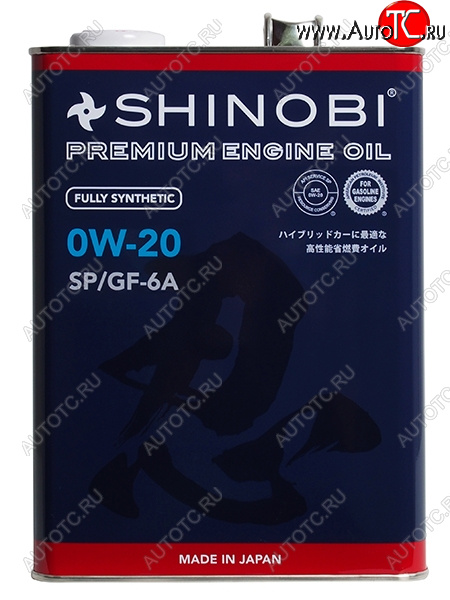 3 999 р. Масло моторное синтетическое SHINOBI SPGF-6A 0W-20 4L SHINOBI SH0004  с доставкой в г. Вологда