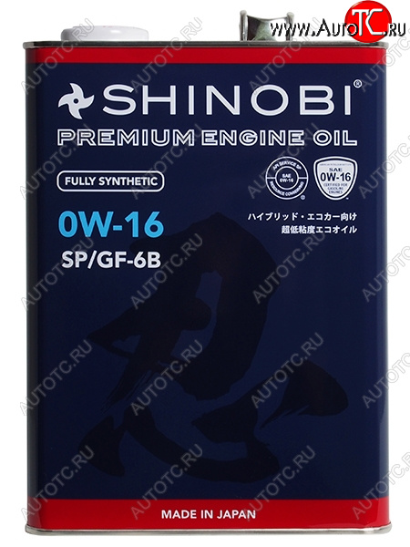 3 399 р. Масло моторное синтетическое SHINOBI SPGF-6B 0W- 16 4L SHINOBI SH0034  с доставкой в г. Вологда