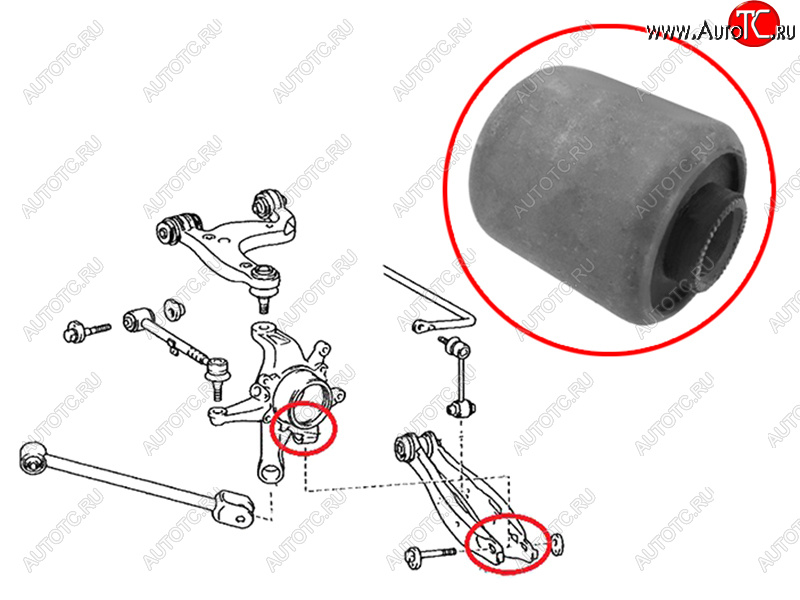 499 р. Сайлентблок Toyota Crown 99-08  Mark II (X110) 00-04  Lexus GS 97-04  IS 98-05  Toyota Altezza 9 SAT ST-42304-30070-U  с доставкой в г. Вологда