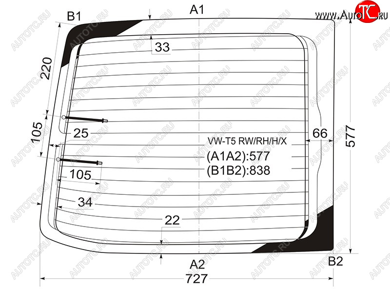 7 799 р. Стекло заднее (Цвет зеленый Обогрев) Volkswagen Transporter 03-15  Multivan 03-15 XYG VW-T5 RW/RH/H/X  с доставкой в г. Вологда
