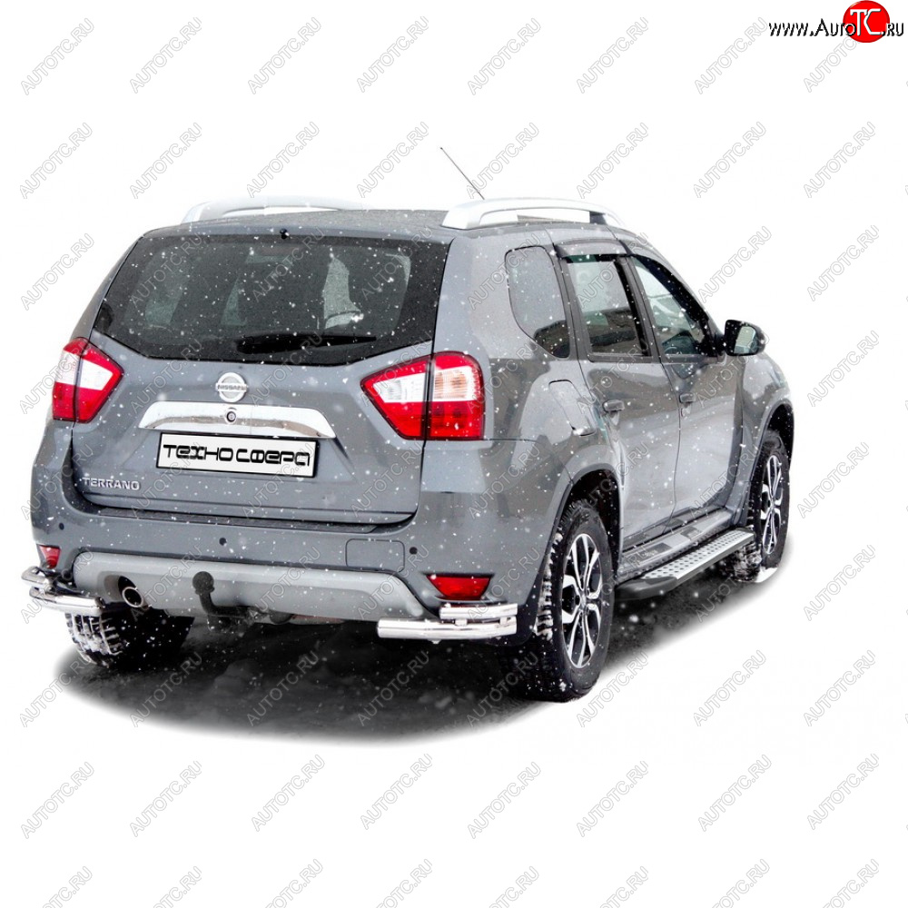 25 599 р. Пороги бумер алюминиевые с резинкой, Техно Сфера Nissan Terrano D10 рестайлинг (2016-2022) (Черный матовый)  с доставкой в г. Вологда