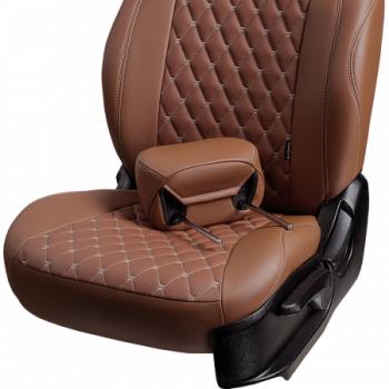 15 249 р. Комплект чехлов для сидений (Орегон) БАЙРОН ст БАЙРОН Lord Autofashion Mercedes-Benz Sprinter W906 рестайлинг (2014-2018) (темно-коричневый, вставка темно-коричневая, строчка бежевая)  с доставкой в г. Вологда. Увеличить фотографию 7