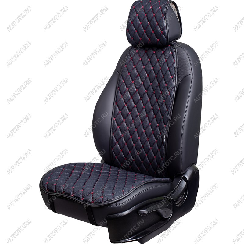 2 499 р. Накидка на сиденье (1 место Каир) МОНРО ст БАЙРОН Каир Lord Autofashion CITROEN C4 picasso 3D минивэн рестайлинг (2016-2018) (черный, строчка красная)  с доставкой в г. Вологда