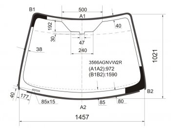 Стекло лобовое (Молдинг) Ford Focus 04-11  Focus RS 09-11  Focus ST 05-10 FUYAO 3566AGNVW2R