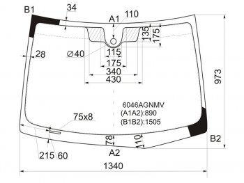 Стекло лобовое (Датчик дождя) Nissan Tiida 04-14  Tiida Latio 04-12  Versa 06-12 FUYAO 6046AGNMV