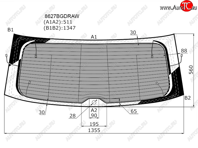 11 599 р. Стекло заднее (Затемненное Обогрев Антенна) Volkswagen Tiguan 16-  Tayron 18- FUYAO 8627BGDRAW  с доставкой в г. Вологда