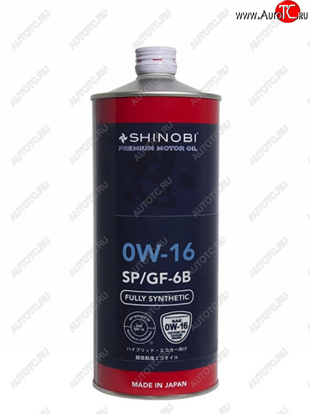 989 р. Масло моторное синтетическое SHINOBI SPGF-6B 0W-16 1L SHINOBI SH0033  с доставкой в г. Вологда