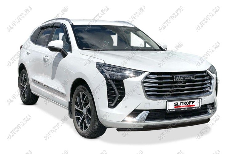 15 949 р. Защита переднего бампера d42+d42 двойная Slitkoff Haval Jolion дорестайлинг (2020-2024) (нержавейка с полимерным покрытием в цвет черный)  с доставкой в г. Вологда