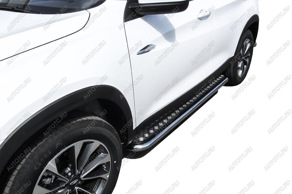 24 999 р. Защита порогов d57 с листом Slitkoff INFINITI FX35 S51 дорестайлинг (2008-2011) (нержавейка с полимерным покрытием в цвет черный)  с доставкой в г. Вологда