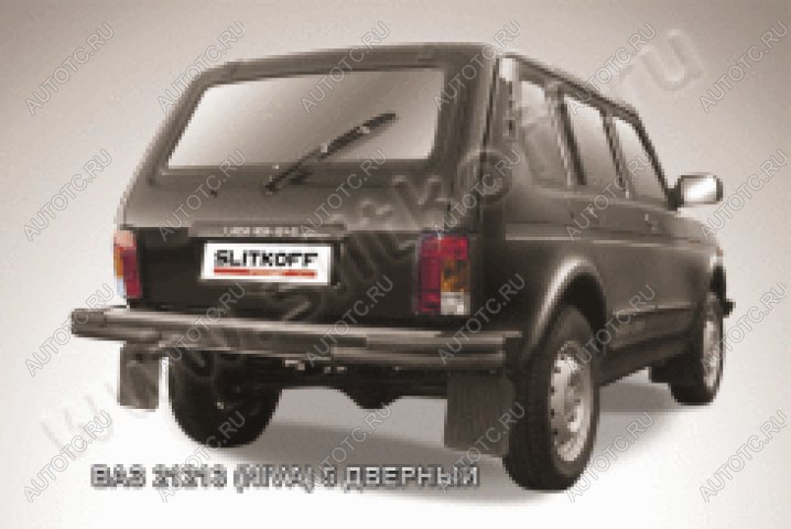 6 999 р. Защита заднего бампера уголки d57+d42 Slitkoff Лада нива 4х4 2131 5 дв. дорестайлинг (1993-2019) (нержавейка с полимерным покрытием в цвет черный)  с доставкой в г. Вологда
