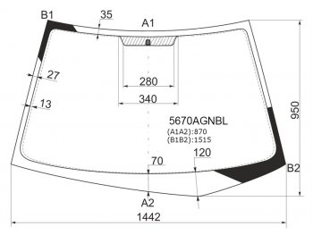 Стекло лобовое Mitsubishi Lancer 02-10  Lancer Evolution 01-08 FUYAO 5670AGNBL