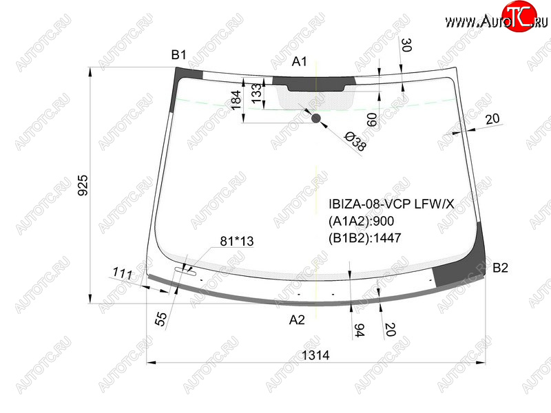 8 599 р. Стекло лобовое (Молдинг) SEAT Ibiza 08-17 XYG IBIZA-08-VCP LFW/X  с доставкой в г. Вологда