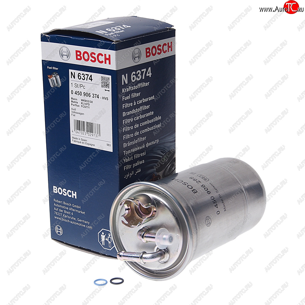 2 049 р. Фильтр топливный VW AUDI A4 (00-08) SKODA (1.9/2.0 TDI) FIAT Punto (94-99) (1.7 TD) BOSCH BOSCH 0450906374 BOSCH 0450906374  с доставкой в г. Вологда