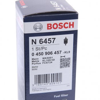 2 599 р. Фильтр топливный BMW 1 (E82,88),3 (E46),5 (E60),X3 (E83) BOSCH BOSCH 0450906457  с доставкой в г. Вологда. Увеличить фотографию 3