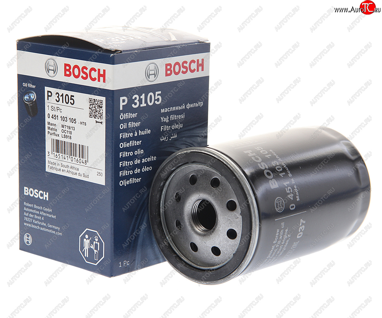539 р. Фильтр масляный MERCEDES 190 (W201),E (W124) BOSCH BOSCH 0451103105 BOSCH 0451103105  с доставкой в г. Вологда