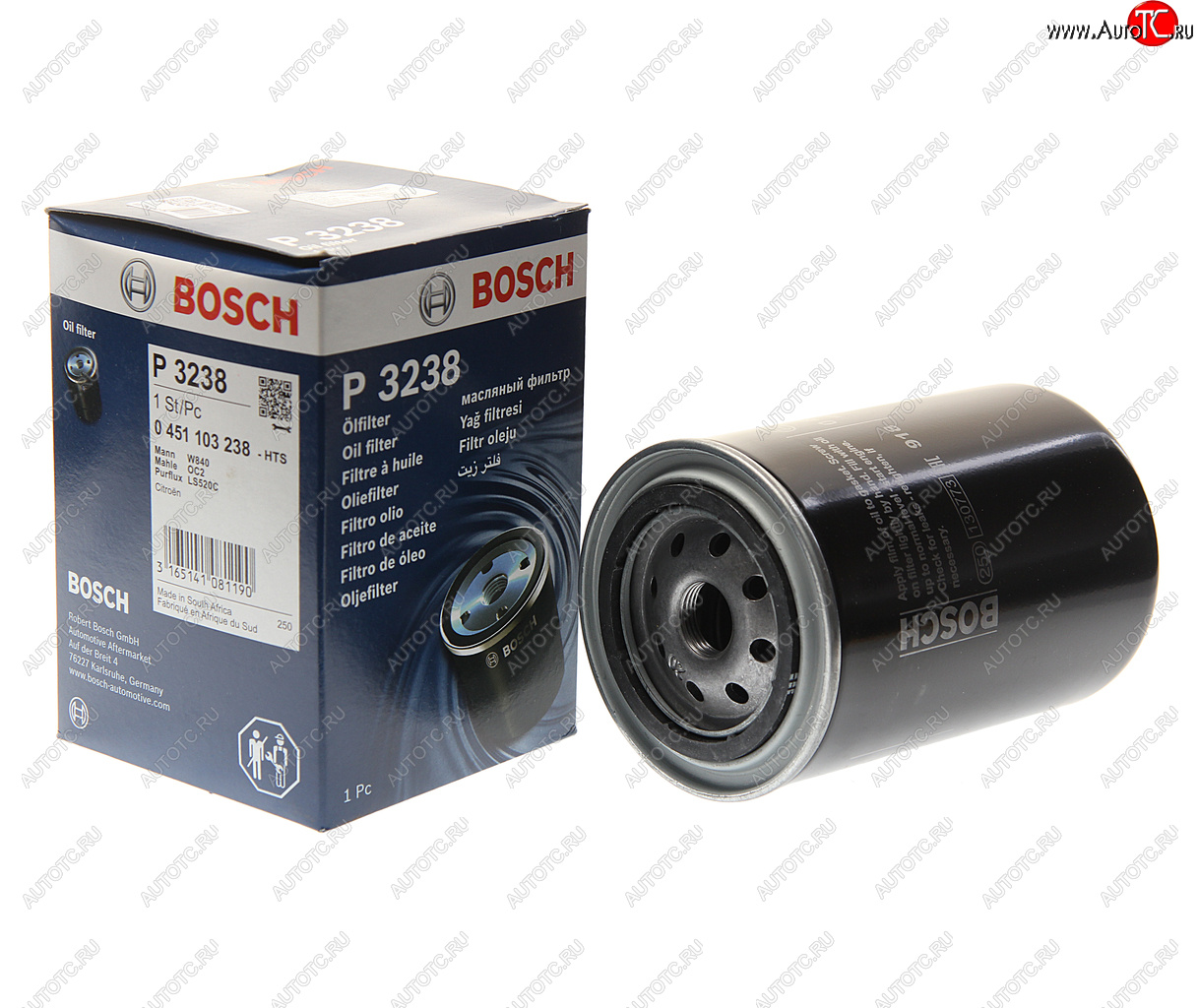 679 р. Фильтр масляный PEUGEOT 607 (00-10) (3.0) CITROEN C8 (02-) (3.0) BOSCH BOSCH 0451103238  с доставкой в г. Вологда