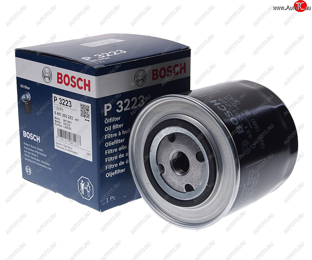 1 149 р. Фильтр масляный VW T4 (90-03) AUDI 100 (83-94) BOSCH BOSCH 0451203223 BOSCH 0451203223  с доставкой в г. Вологда