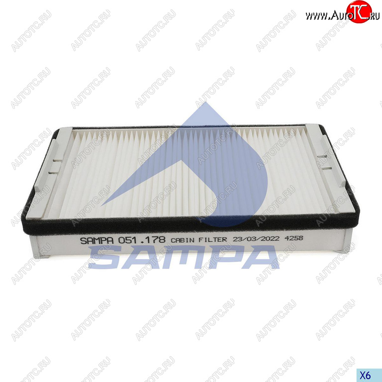 889 р. Фильтр воздушный салона DAF 95XF,CF (251х151х45мм) SAMPA SAMPA 051.178-01  с доставкой в г. Вологда