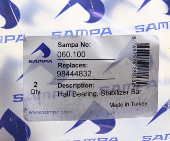 359 р. Втулка стабилизатора IVECO EuroTech,EuroCargo,Tector переднего (половинка) (62x92x7080мм) SAMPA SAMPA 060.100  с доставкой в г. Вологда. Увеличить фотографию 3