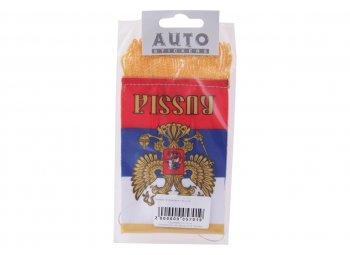 Вымпел РОССИЯ с золотой бахромой (8х12см) на присоске AUTOSTICKERS 06217 з