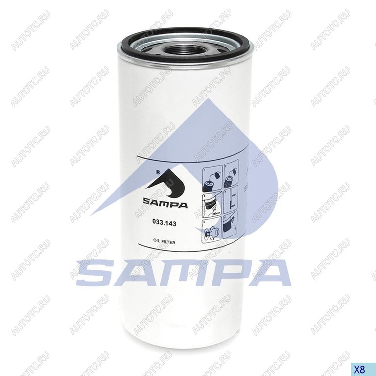 1 199 р. Фильтр масляный VOLVO 6FL,7FL,10FL,12F,12FH,12FL,16FL SAMPA SAMPA 033.143-01  с доставкой в г. Вологда