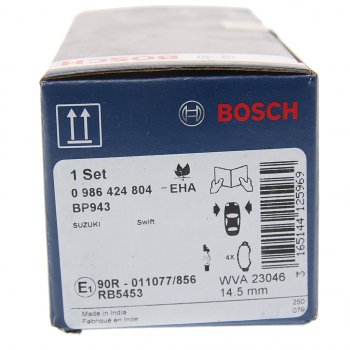 2 349 р. Колодки тормозные передние (4шт.) BOSCH Suzuki Swift ZC дорестайлинг, хэтчбэк 5 дв. (2003-2008)  с доставкой в г. Вологда. Увеличить фотографию 4