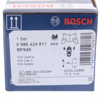 2 769 р. Колодки тормозные передние (4шт.) BOSCH KIA Ceed 1 ED дорестайлинг, хэтчбэк 5 дв. (2006-2010)  с доставкой в г. Вологда. Увеличить фотографию 4