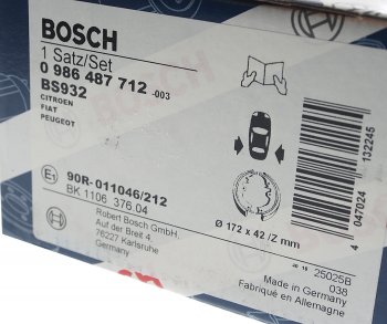 3 389 р. Колодки тормозные задние стояночного тормоза (4шт.) BOSCH Peugeot Boxer 250 (2006-2014)  с доставкой в г. Вологда. Увеличить фотографию 4
