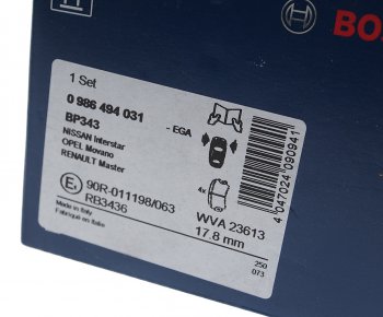 2 889 р. Колодки тормозные передние (4шт.) BOSCH Opel Movano A (1999-2010)  с доставкой в г. Вологда. Увеличить фотографию 3