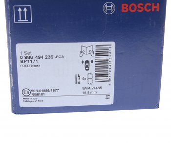 3 799 р. Колодки тормозные передние (4шт.) BOSCH Ford Transit цельнометаллический фургон (2006-2014)  с доставкой в г. Вологда. Увеличить фотографию 4