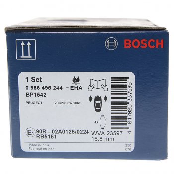 1 669 р. Колодки тормозные передние (4шт.) BOSCH Peugeot 206 универсал 2EK рестайлинг (2002-2006)  с доставкой в г. Вологда. Увеличить фотографию 3