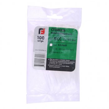 Хомут-стяжка 100х3.0 пластик белый (100шт.) FORTISFLEX FORTISFLEX 1003100