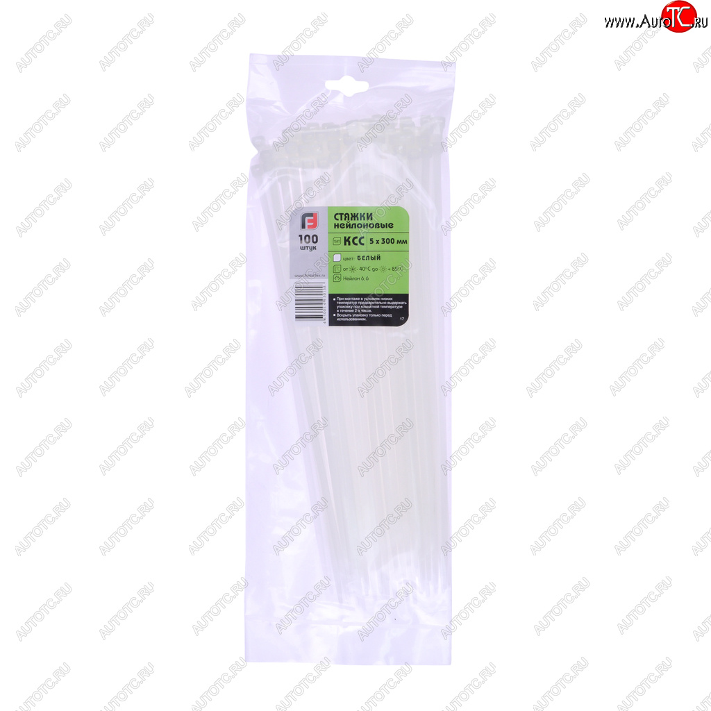 299 р. Хомут-стяжка 300х5.0 пластик белый (100шт.) FORTISFLEX FORTISFLEX 1005300  с доставкой в г. Вологда
