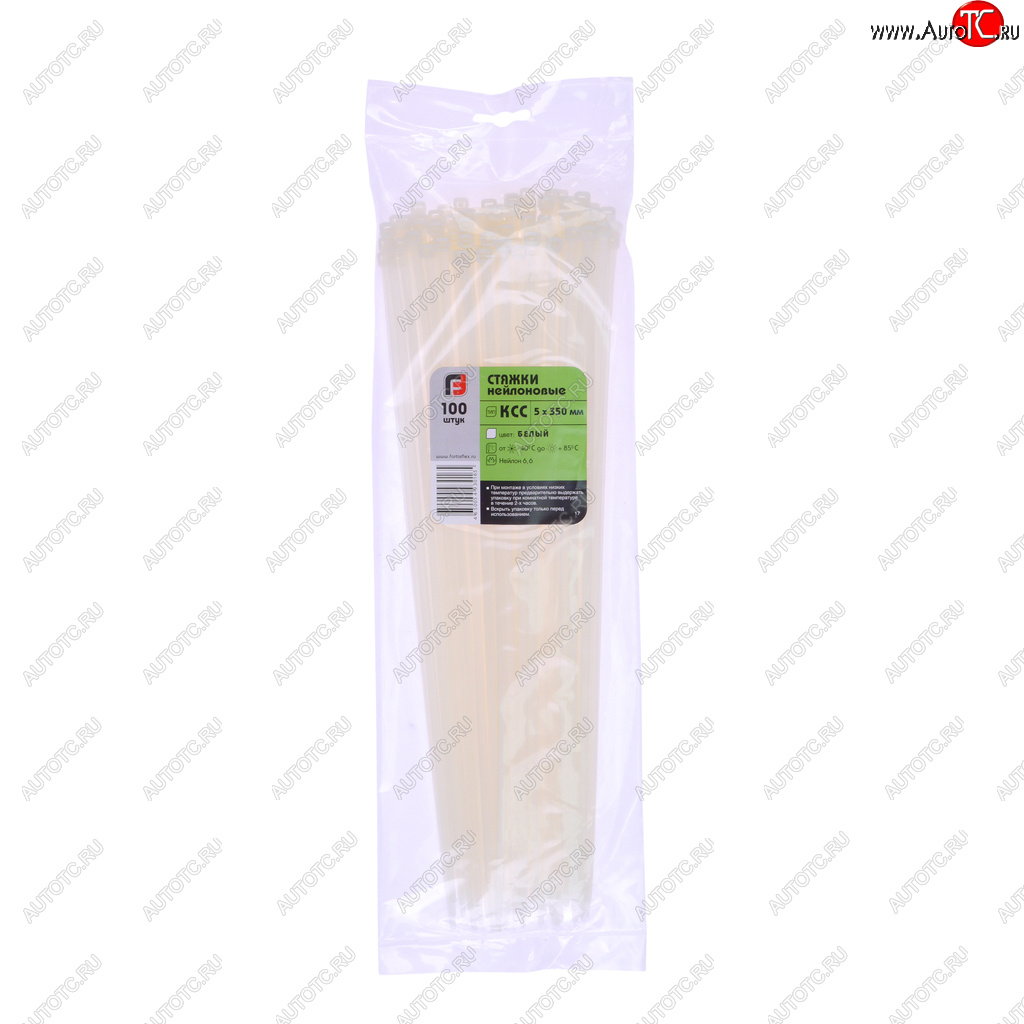 449 р. Хомут-стяжка 350х5.0 пластик белый (100шт.) FORTISFLEX FORTISFLEX 1005350  с доставкой в г. Вологда