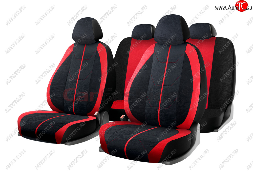 3 099 р. Универсальные чехлы сидений (майка, 11 предм., экокожа) Cruise CARFASHION   (черно-красный)  с доставкой в г. Вологда