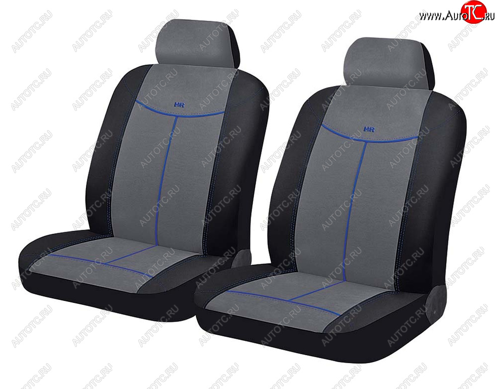 1 099 р. Универсальные чехлы сидений (майка, 4 предм., алькантара) Alcantara Front CARFASHION   (черно-серый)  с доставкой в г. Вологда