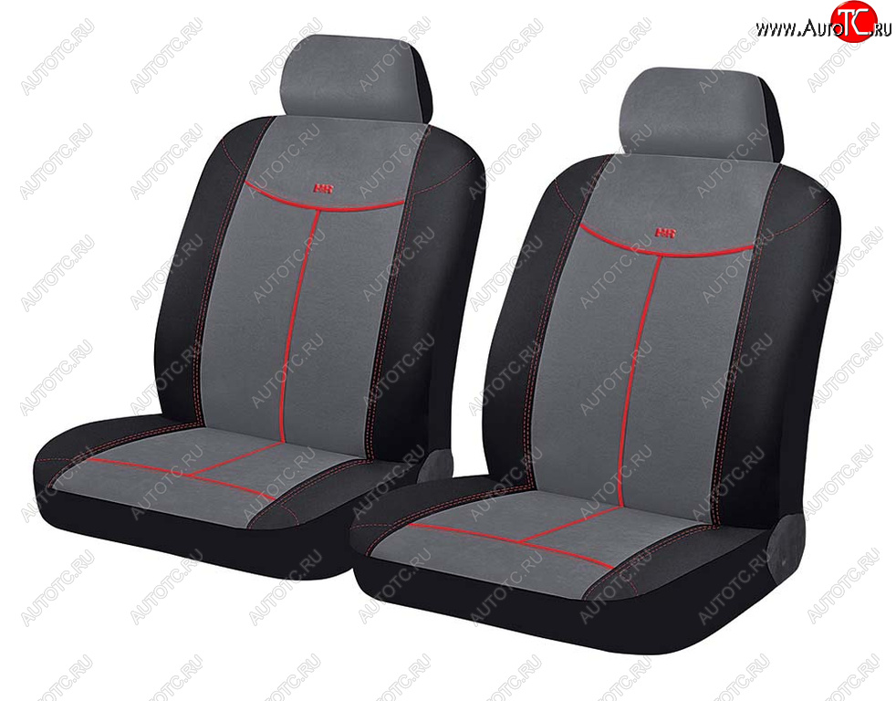 1 099 р. Универсальные чехлы сидений (майка, 4 предм., алькантара) Alcantara Front CARFASHION   (черно-серые)  с доставкой в г. Вологда
