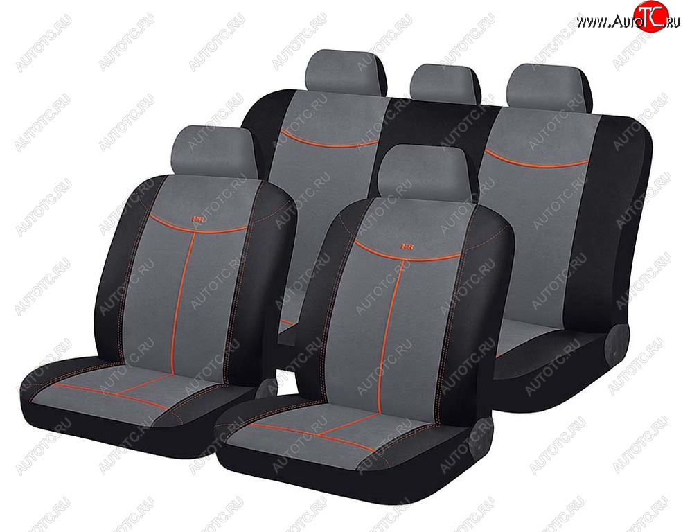 1 899 р. Универсальные чехлы сидений (майка, 11 предм.,алькантара) Alcantara CARFASHION   (черно-серые)  с доставкой в г. Вологда