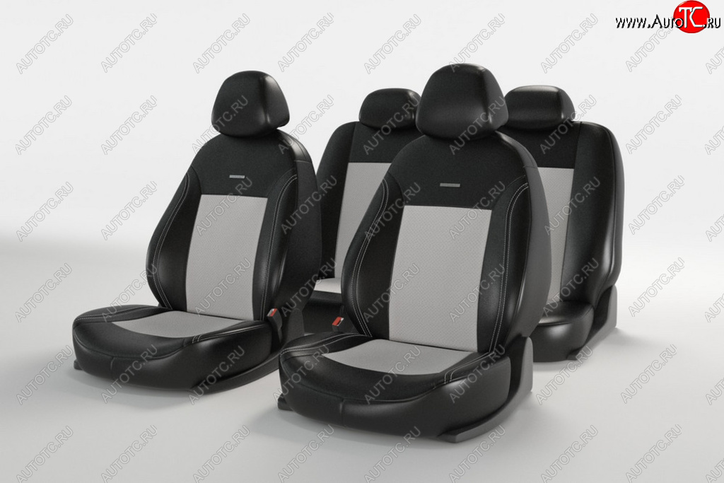 4 899 р. Универсальные чехлы сидений (майка, 11 предм., экокожа) Atom Leather CARFASHION   (черно-белый)  с доставкой в г. Вологда