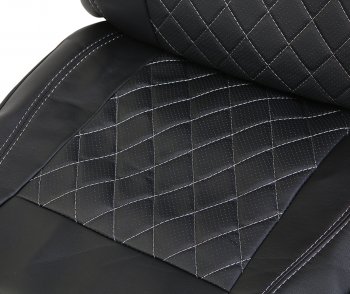 5 199 р. Универсальные чехлы сидений (майка, 11 предм., экокожа) Atom Leather CARFASHION   (черные серая строчка)  с доставкой в г. Вологда. Увеличить фотографию 6