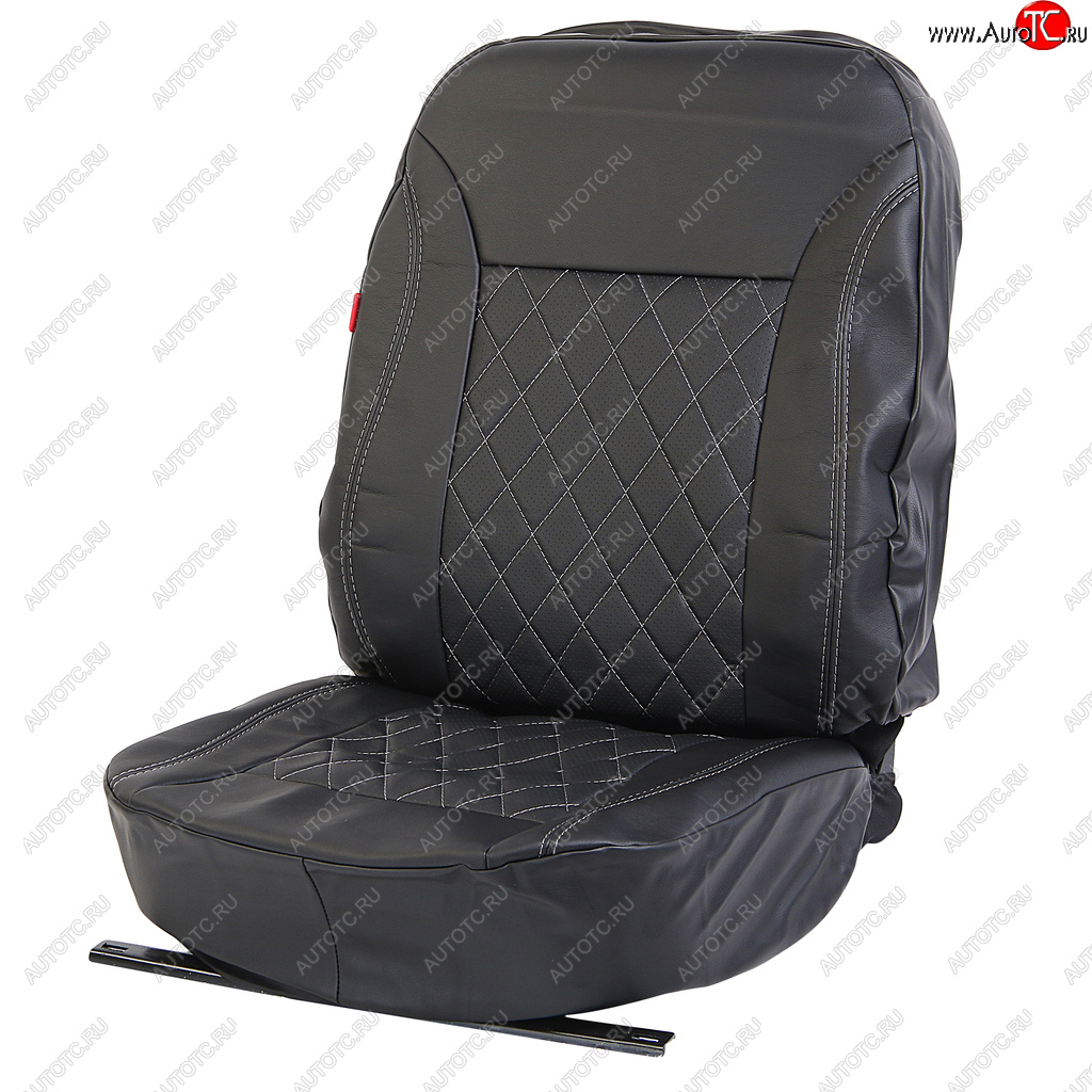 5 199 р. Универсальные чехлы сидений (майка, 11 предм., экокожа) Atom Leather CARFASHION   (черные серая строчка)  с доставкой в г. Вологда