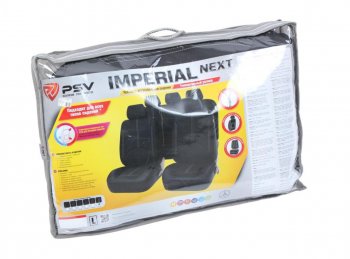 3 599 р. Универсальные чехлы сидений (майка, 11 предм., экокожа) Imperial Next PSV   (черные, белая отстрочка)  с доставкой в г. Вологда. Увеличить фотографию 2