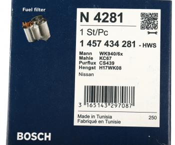 2 249 р. Фильтр топливный NISSAN Pathfinder (R51M),Primera (P10,P11,P12),X-Trail (01-) (D/TDI) BOSCH BOSCH 1457434281 BOSCH 1457434281  с доставкой в г. Вологда. Увеличить фотографию 4